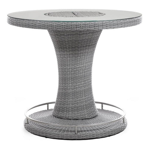 Mio Outdoor Bar Height Table w Steel Ice Bucket | 46" Round | Gray