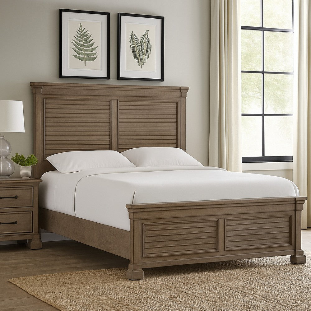 Roi Queen Bed | Shutter Headboard and Footboard | Weathered Gray Wood BM342306