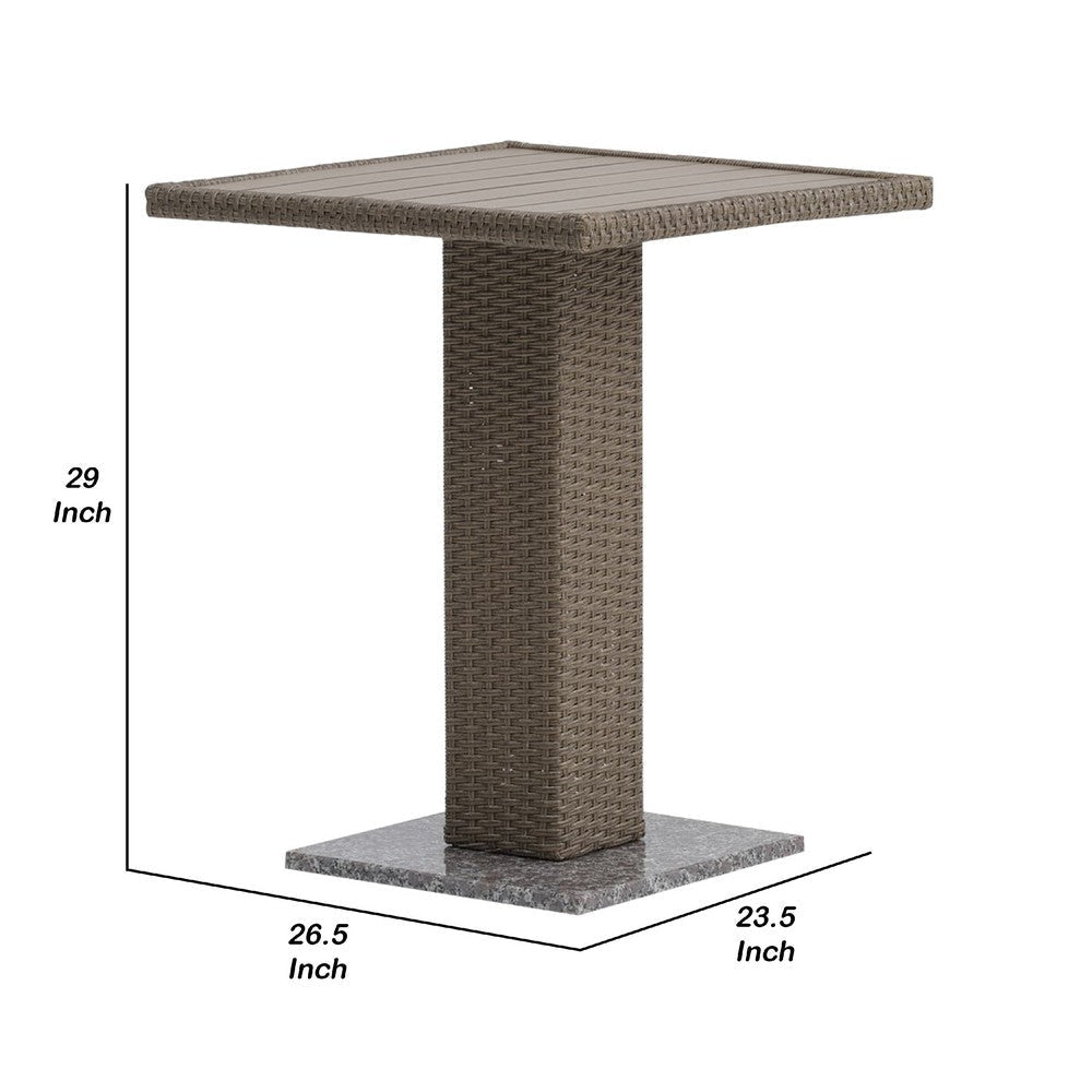 Nia Bistro Outdoor Table | Marble Base | Brown PE Rattan Frame | 27’’ BM342308
