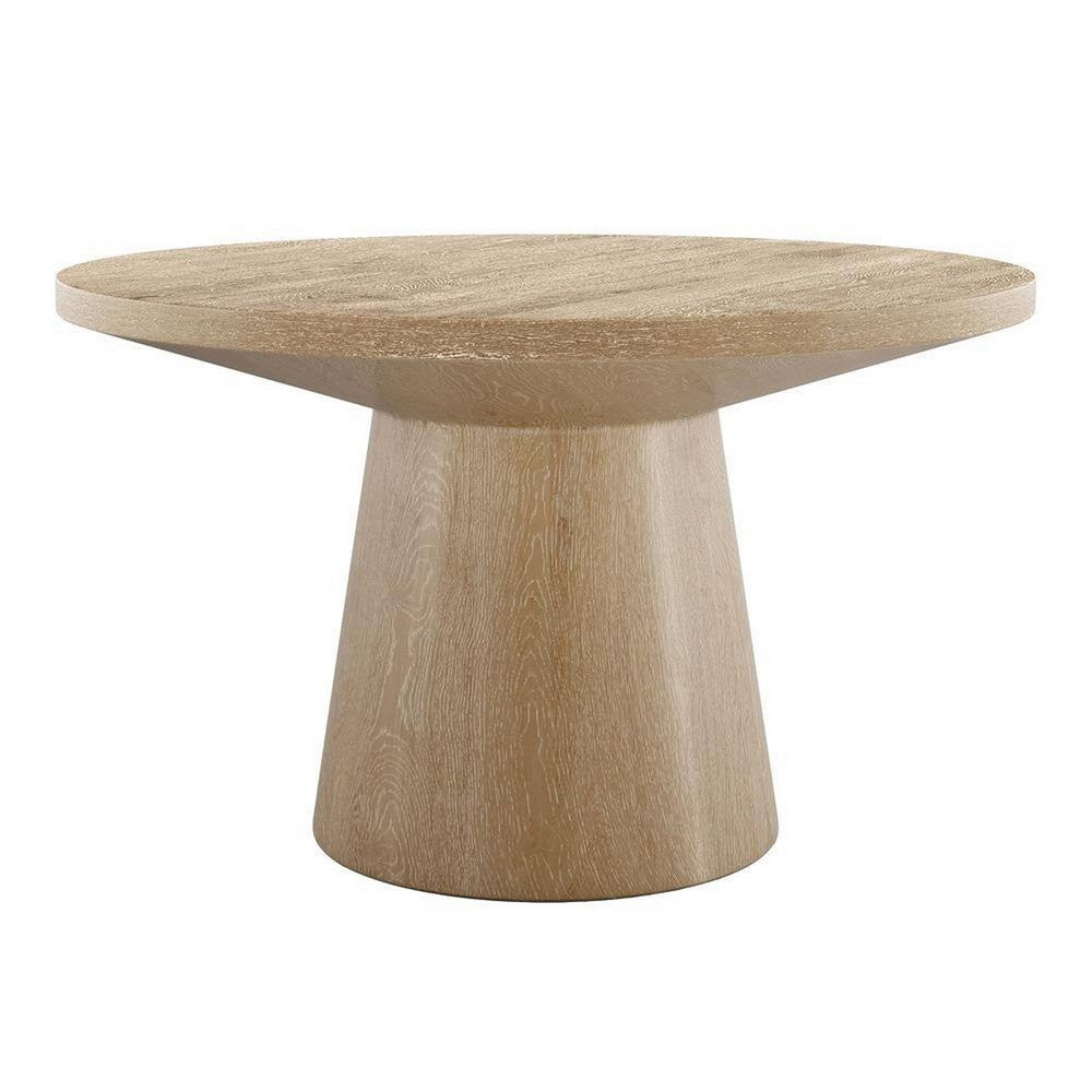 Kily Coffee Table | Pedestal Base | 29" Round Top in Oak Brown