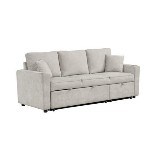 Dily Sleeper Sectional Sofa with Pull Out Bed and 2 Pillows | Beige
