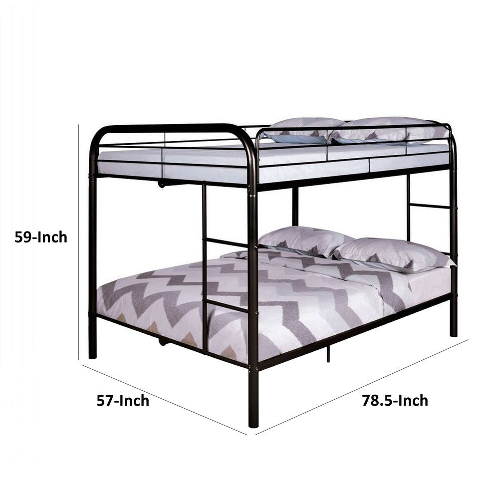Fegy Full Over Full Bunk Bed |Ladder and Rails | Black Metal Frame BM342402