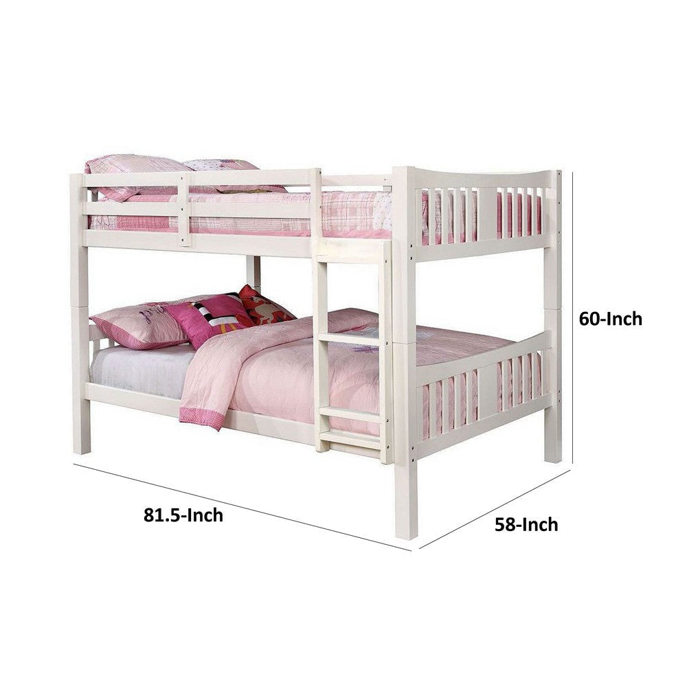 Nedy Full over Full Bunk Bed with Attached Ladder | White Solid Wood BM342410