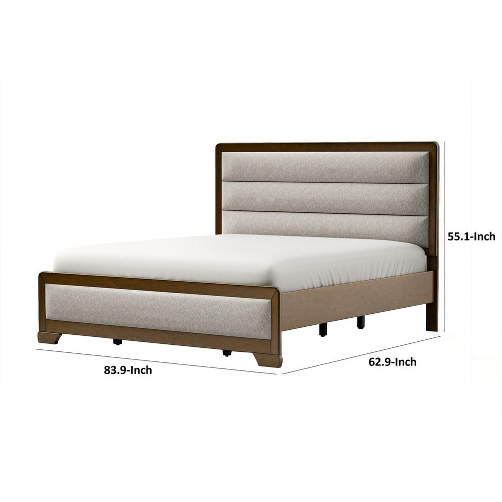 Cair Queen Bed | Channel Tufted Light Gray Fabric Upholstered | Brown BM342439