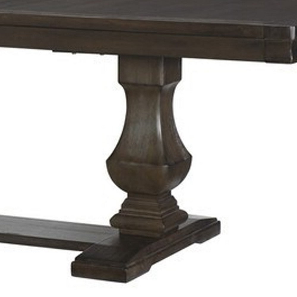 Kely Extendable Dining Table | 76-94" Dark Brown Top | Trestle Base