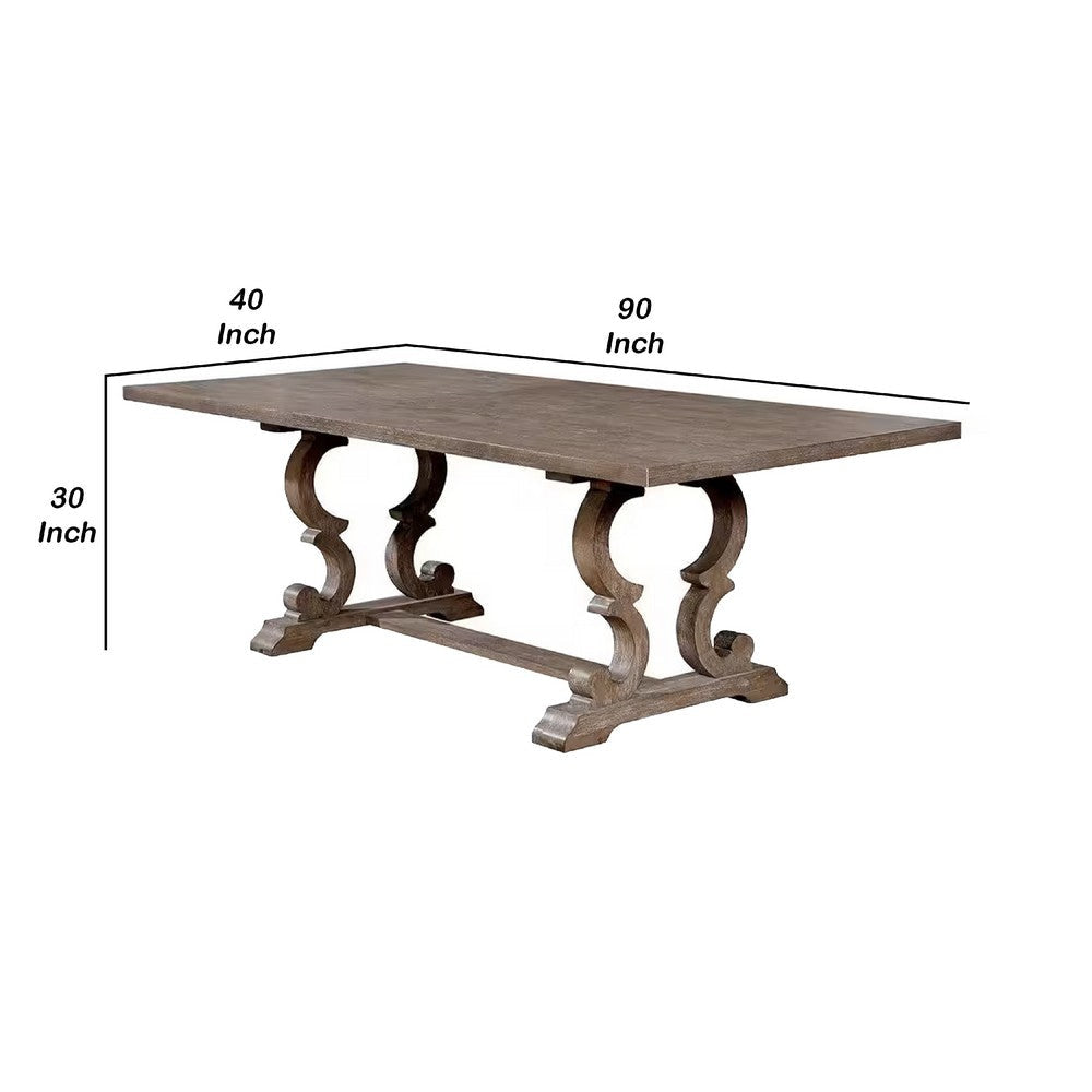 Paty Extendable Dining Table | 72-90’’ Brown Wood Top | Trestle Base BM342451
