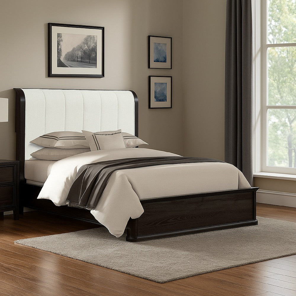 Osko King Bed | Vertical Channeled White Upholstered Headboard | Black BM342489