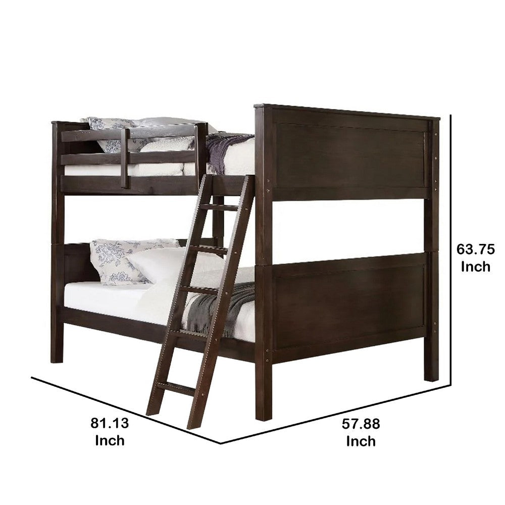 Zedy Full over Full Bunk Bed | Guardrails & Ladder | Walnut Brown BM342554