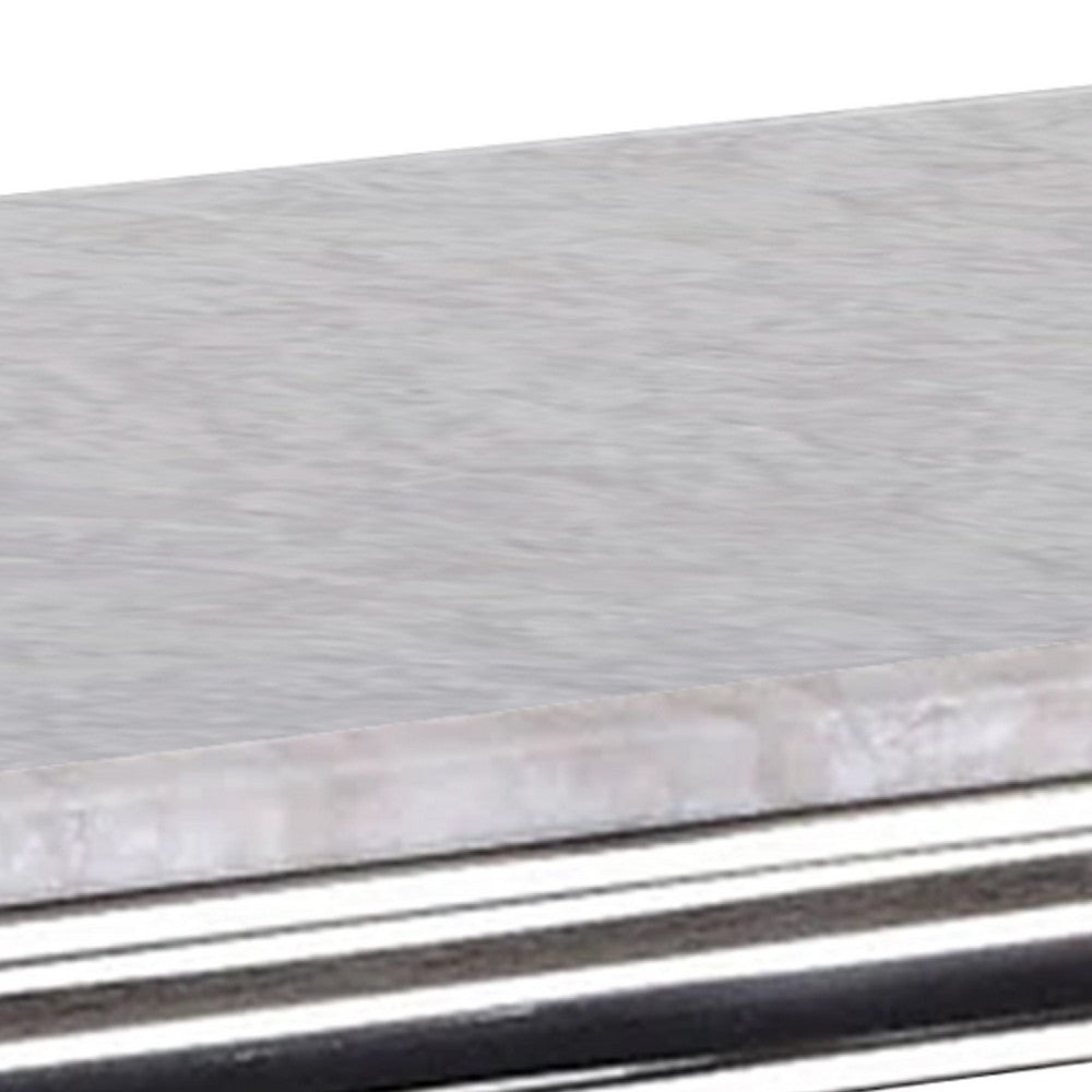 Wety Coffee Table |White Faux Marble Top | Chrome Pedestal Base | 51"