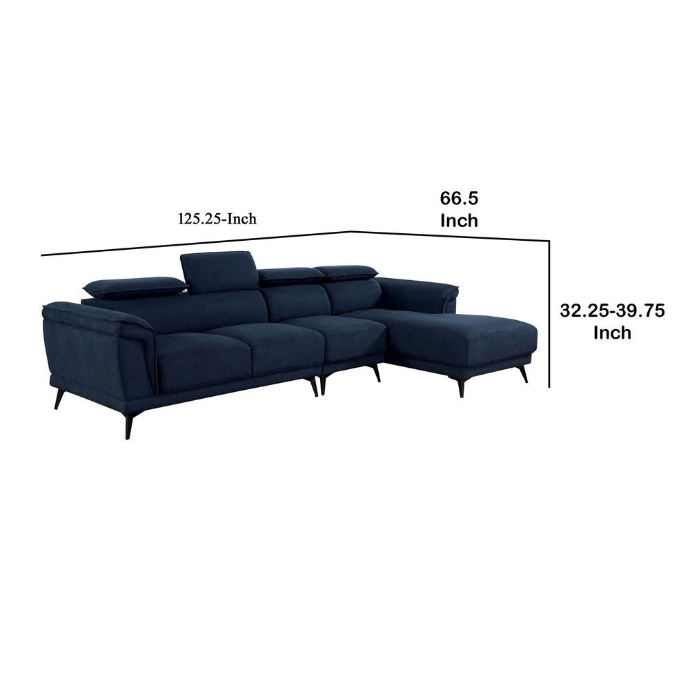 Panie Sectional Sofa | Adjustable Headrests | Navy Blue | 125’’ BM342573