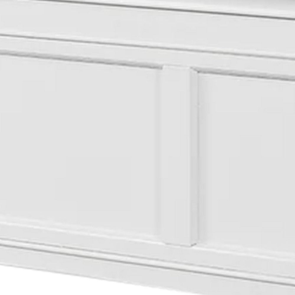 Lile Twin Bed w Side Rail Storage | Crown Molded Details | White Wood