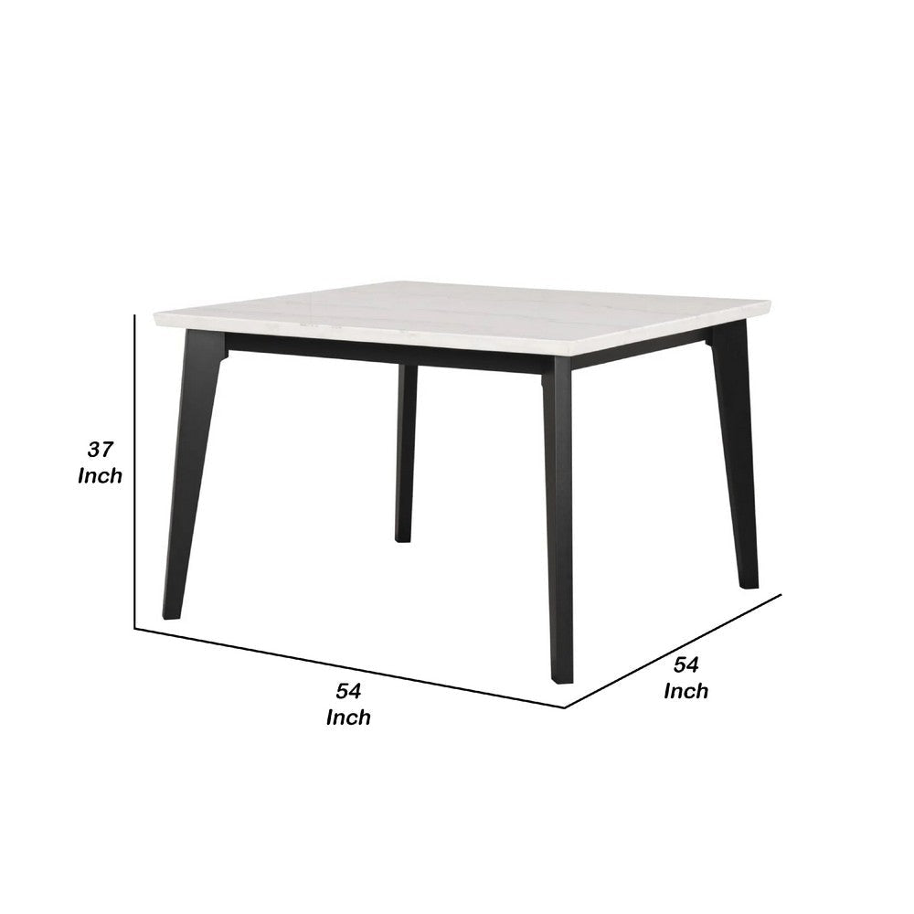Soa Counter Height Table | 54’’ Square White Marble Top | Black Legs BM342624