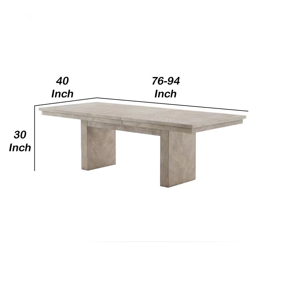 Hagy Dining Table | 76-94’’ Extendable Top | Natural Brown Panel Legs BM342627