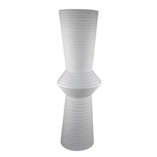 Milana Hourglass Vase | White Metal | Modern Textured Tall Floor Vase | 34"