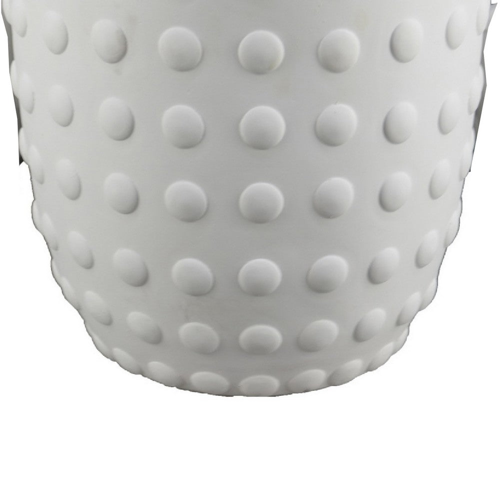 Planter Set of 3 | White Resin | Smooth Round Dotted Texture | 15 12 10"