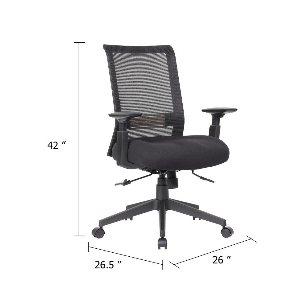 Rolling Task Chair | Black Mesh | Foam Padded Built-in Seat Slider BM344448