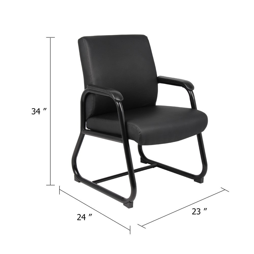 Guest Armchair | Black Antimicrobial Vinyl | Sled Base Frame BM344470