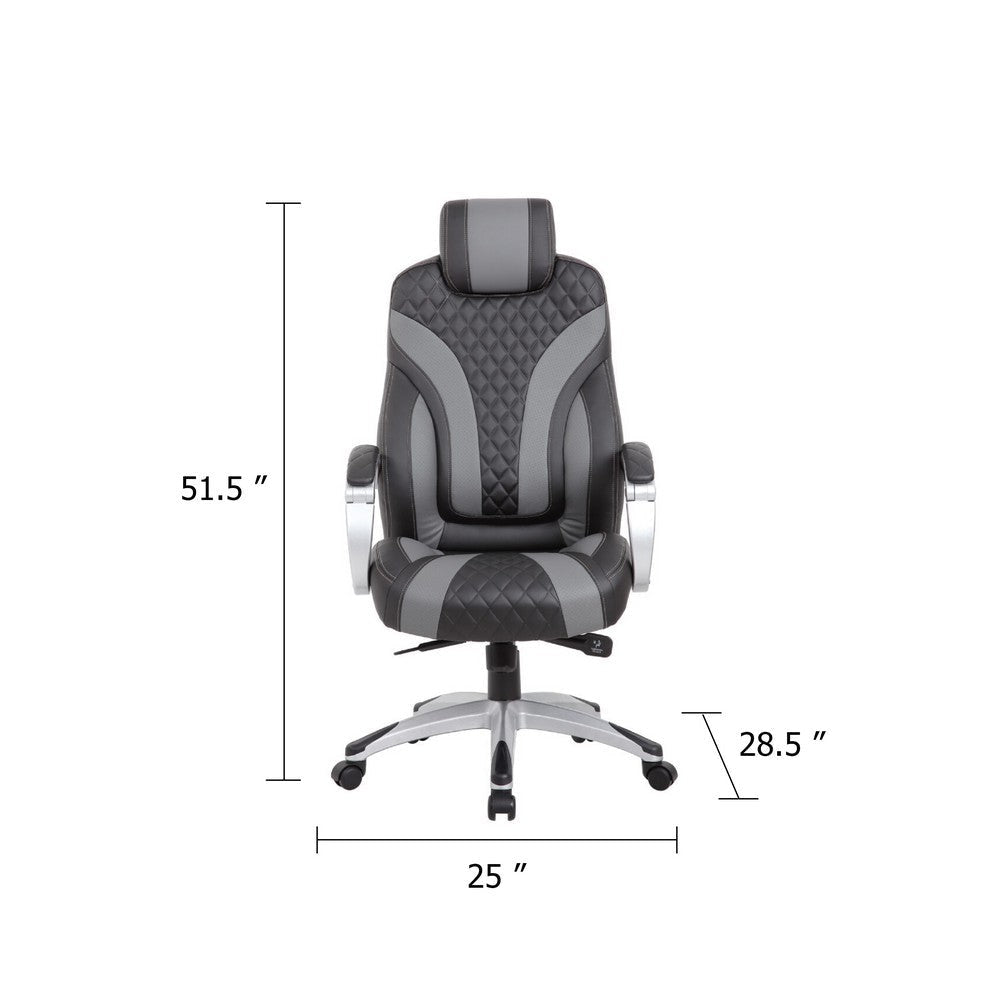 Kelly Rolling Executive Armchair | Black Gray Stitched-Back Caressoftplus BM344487