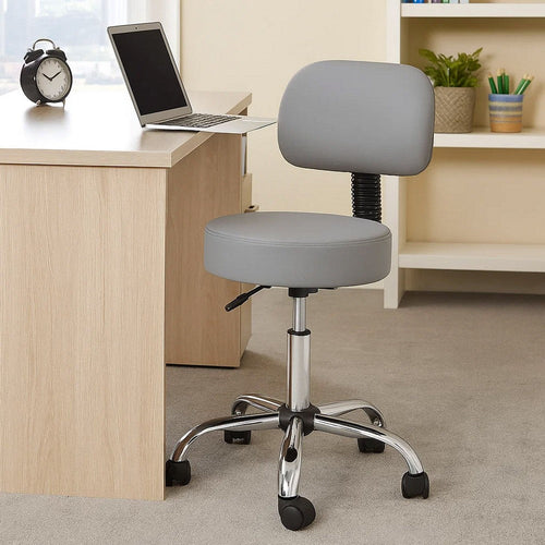 Fea Medical Drafting Swivel Stool | Round Gray Padded Seat & Low Back BM344545