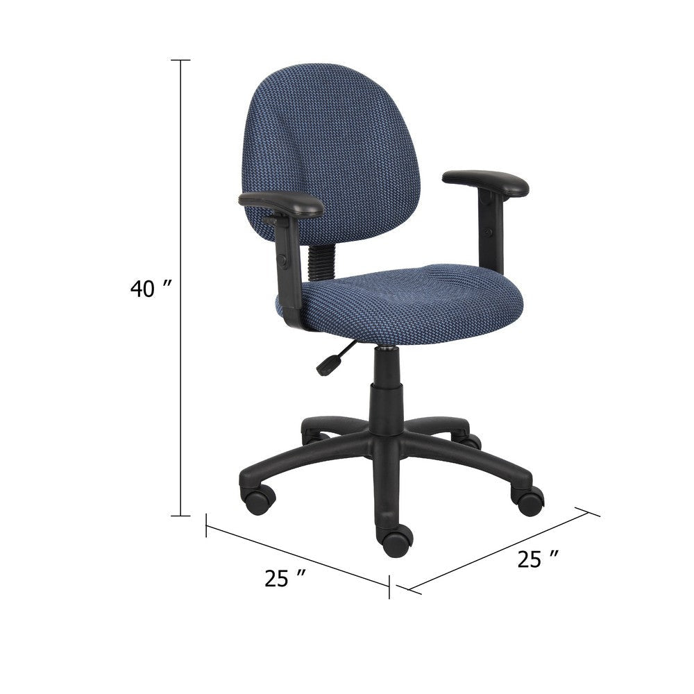 Jea Swivel Posture Chair | Adjustable Arms | Blue Tweed | Wheels BM344556