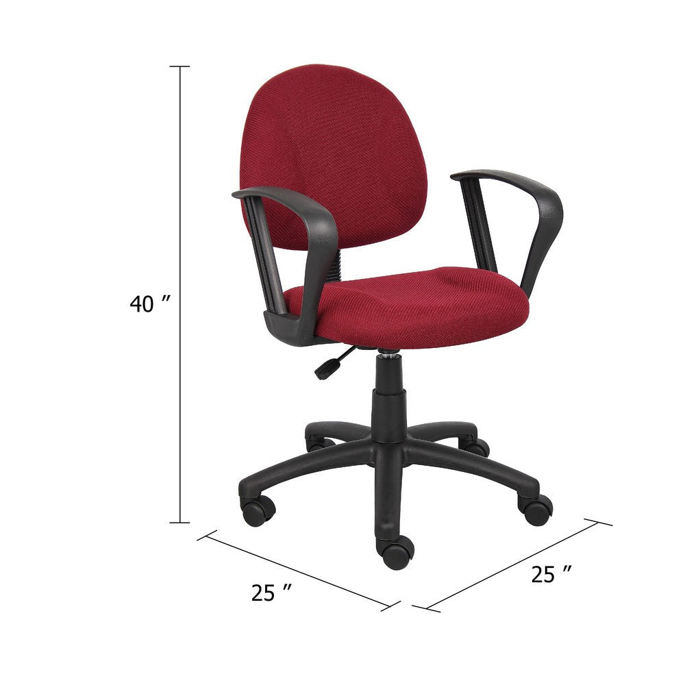 Jea Swivel Posture Chair | Loop Arms | Burgundy Red Tweed | Rolling Wheels BM344562