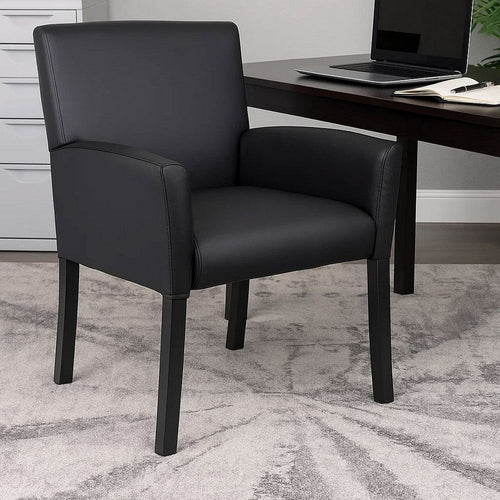 Nick Reception Guest Armchair | Black Vinyl | Ergonomic Lumbar Support BM344592
