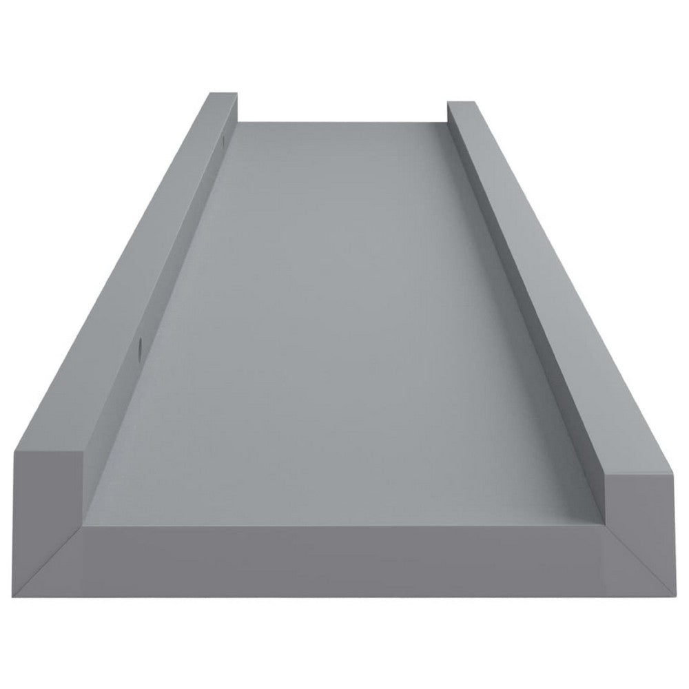 Maeve Frame Ledge Wall Shelf Set of 2 | Gray Smooth Lacquer | 24"