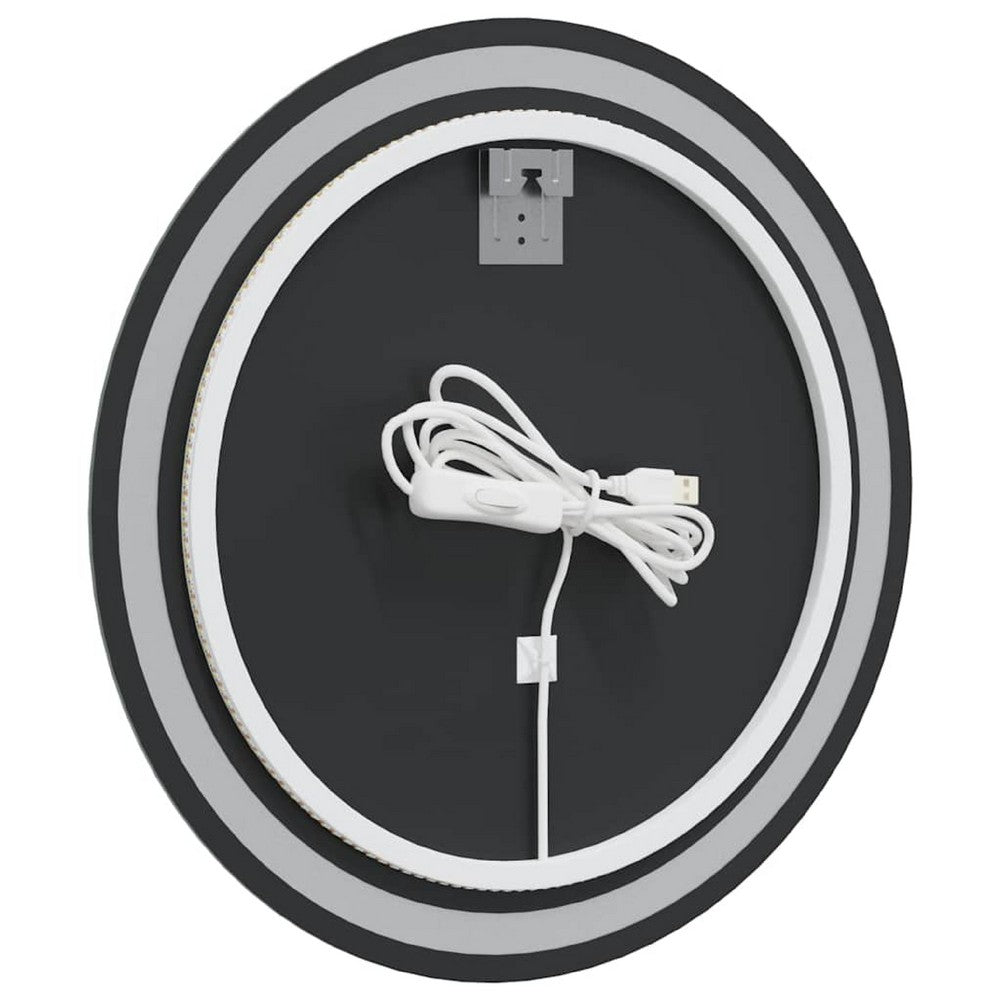 LED Bathroom Mirror w USB Cable | Round Glass Frame | 24"