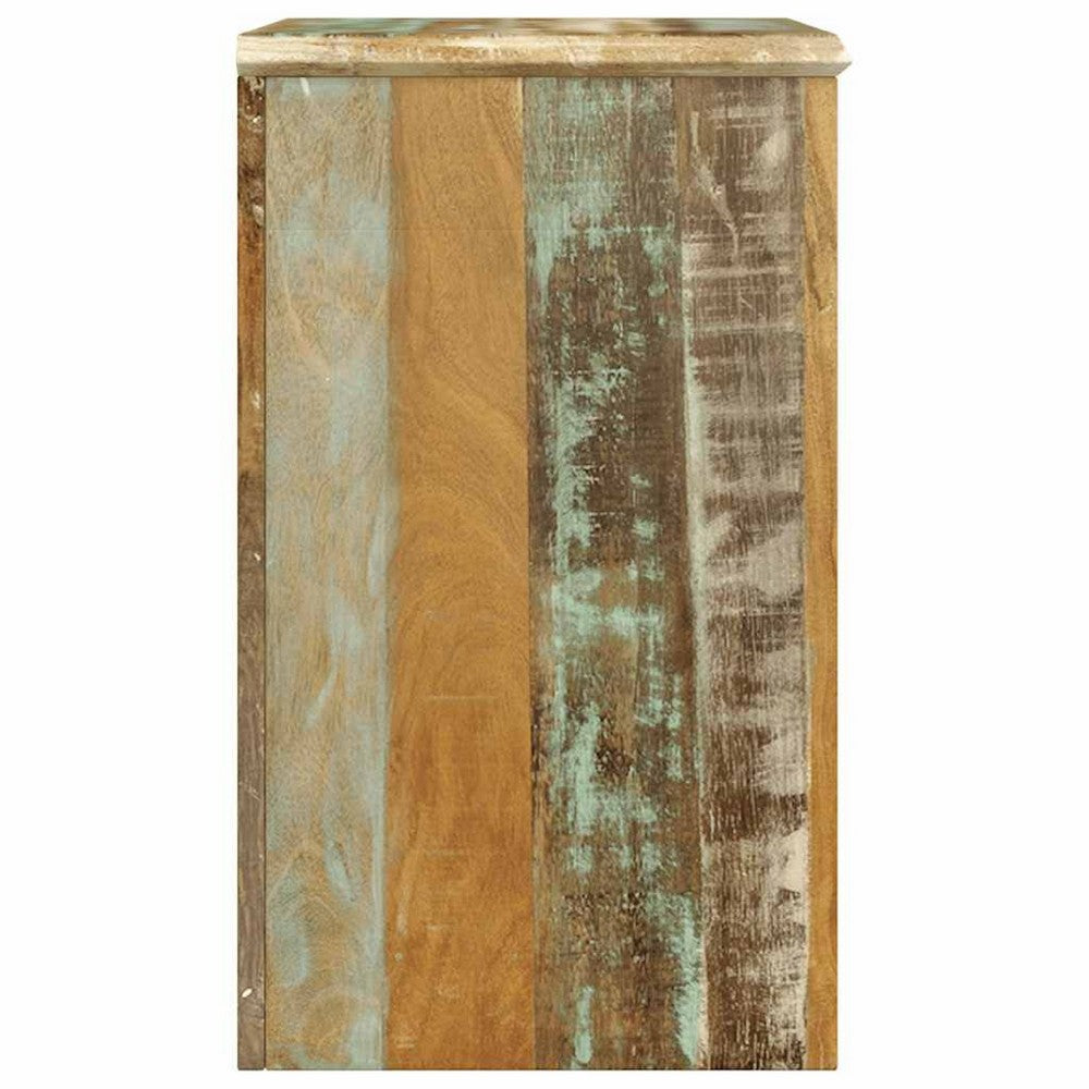 Nolan Vintage Cabinet w Drawer & Door | Slatted Design | Solid Wood