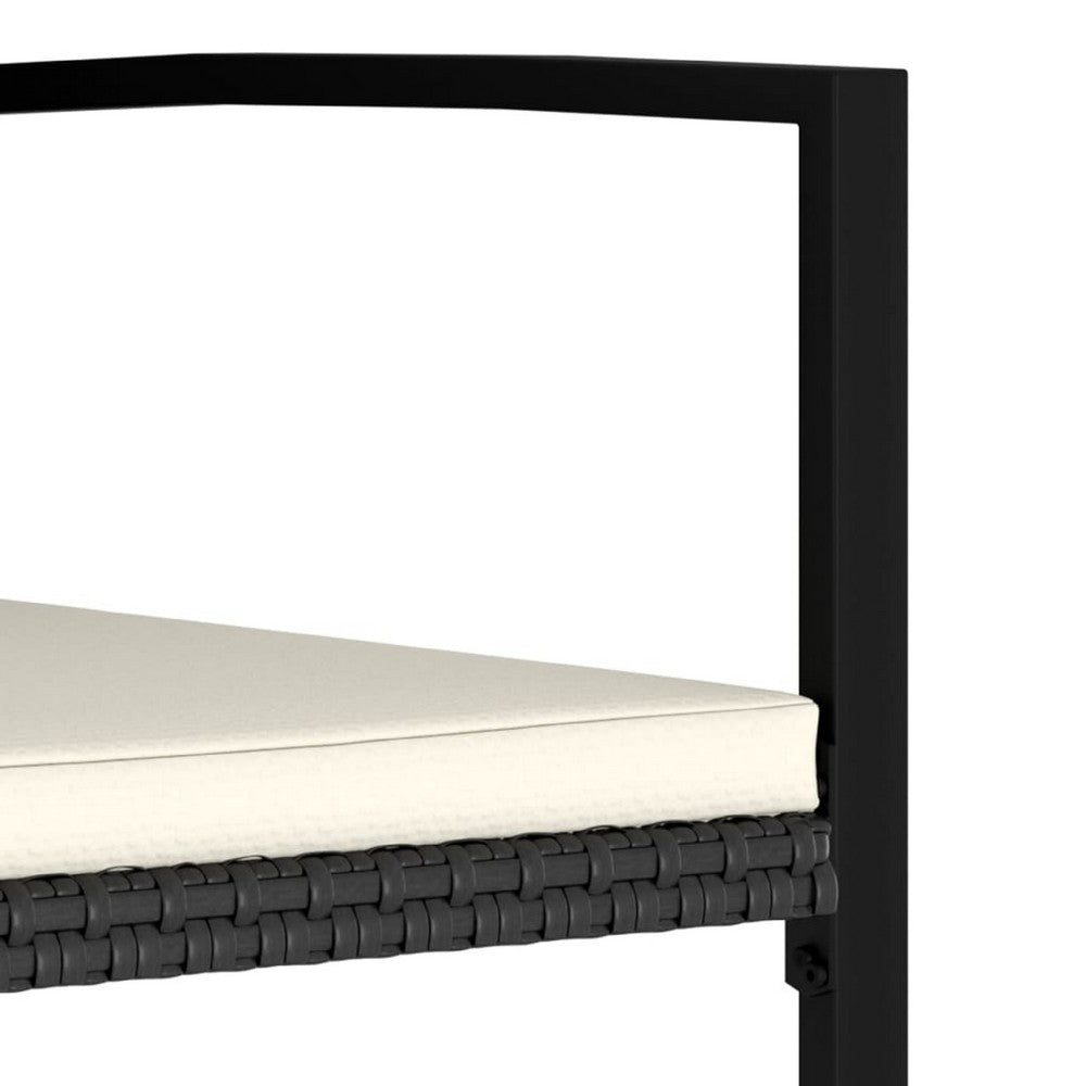 Shaily Outdoor Dining Chair Set of 2 | Black Faux Rattan Frame | Cream