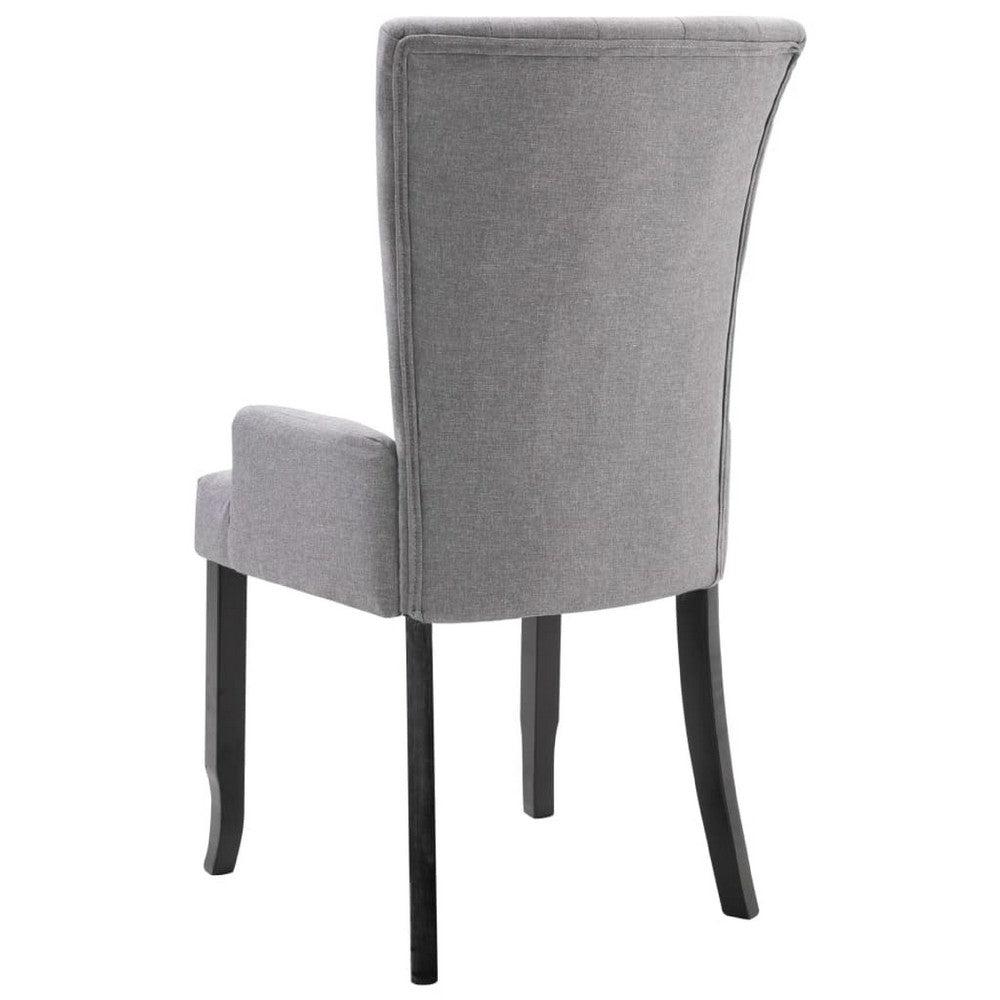 Donie Dining Chair w Light Gray Polyester Seat | Black Solid Oak Wood