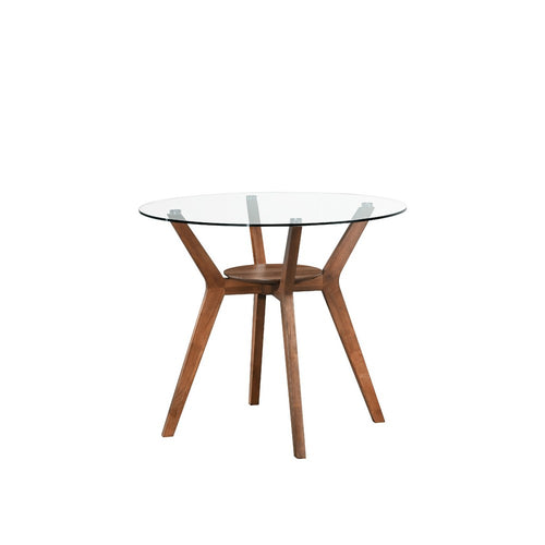 Scar Counter Height Table | 42" Glass Top | Open Shelf | Walnut Brown