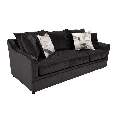 Ivie Modern Sofa | 4 Accent Pillows | Dark Mink Gray Polyester | 81"