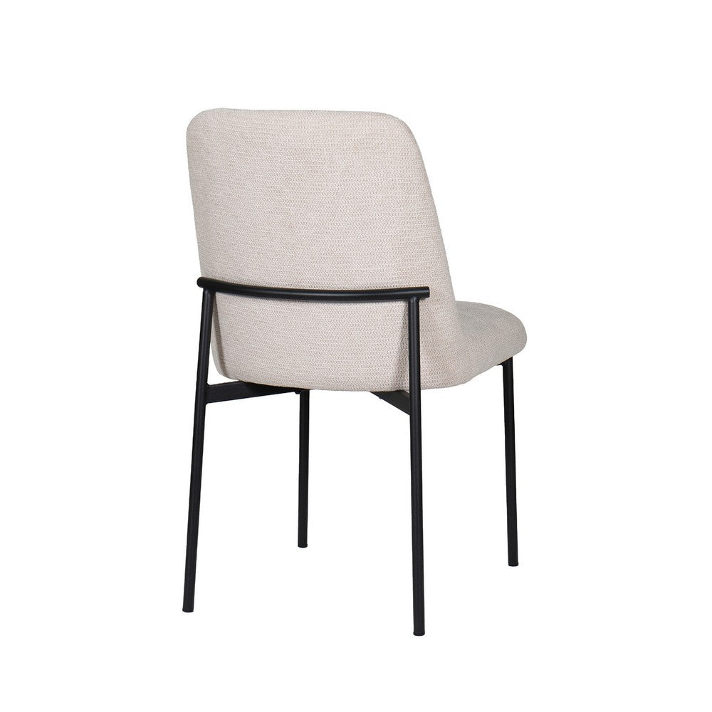 Ery Dining Side Chair Set of 2 | Beige Cushions | Black Metal Frame