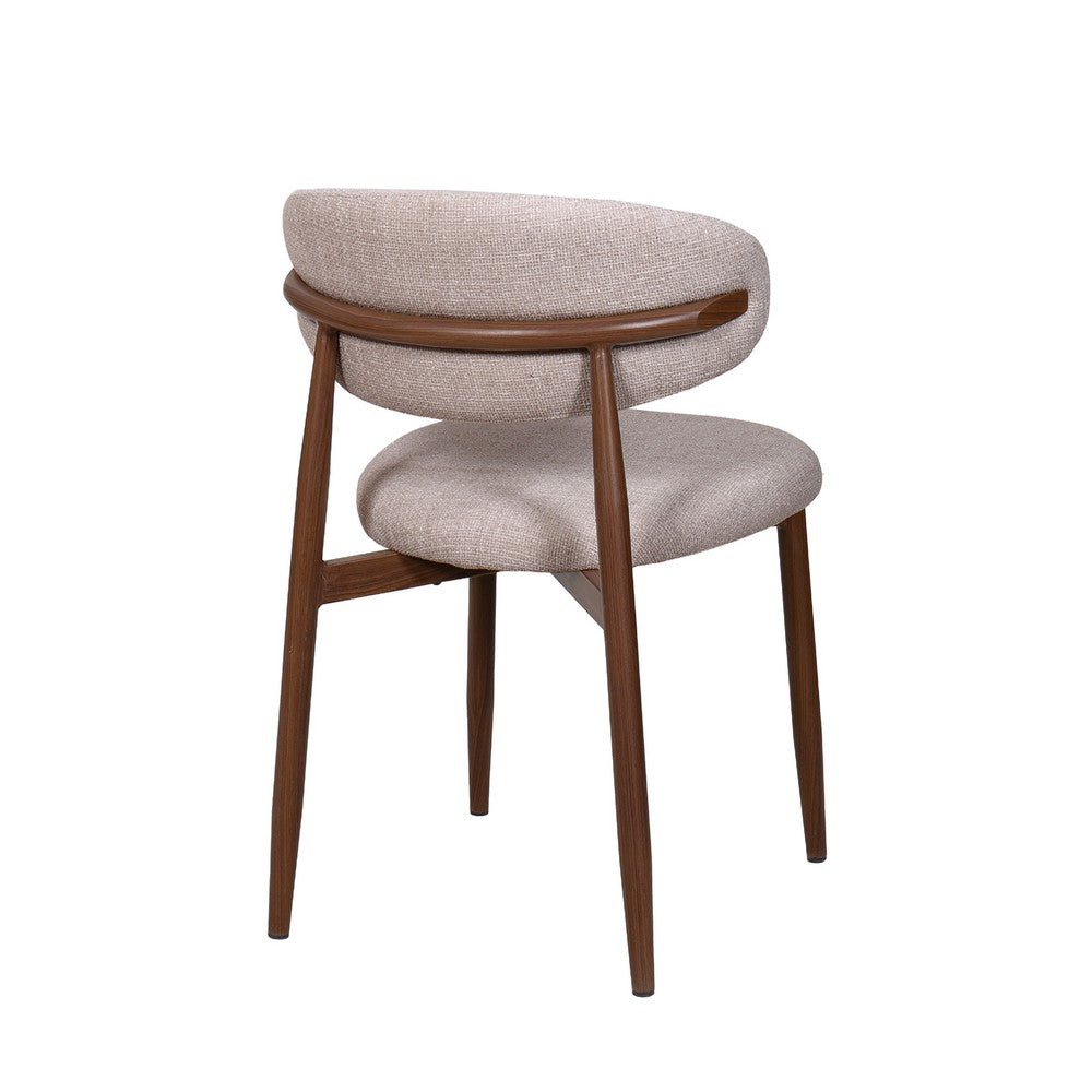 Riom Dining Side Chair Set of 2 | Low Curved Back | Walnut Brown Metal