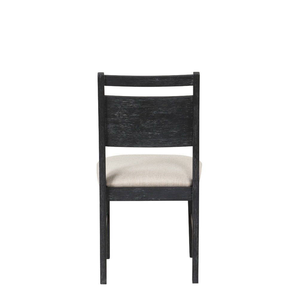 Saby Dining Side Chair Set of 2 | White Padded Seat | Black Frame