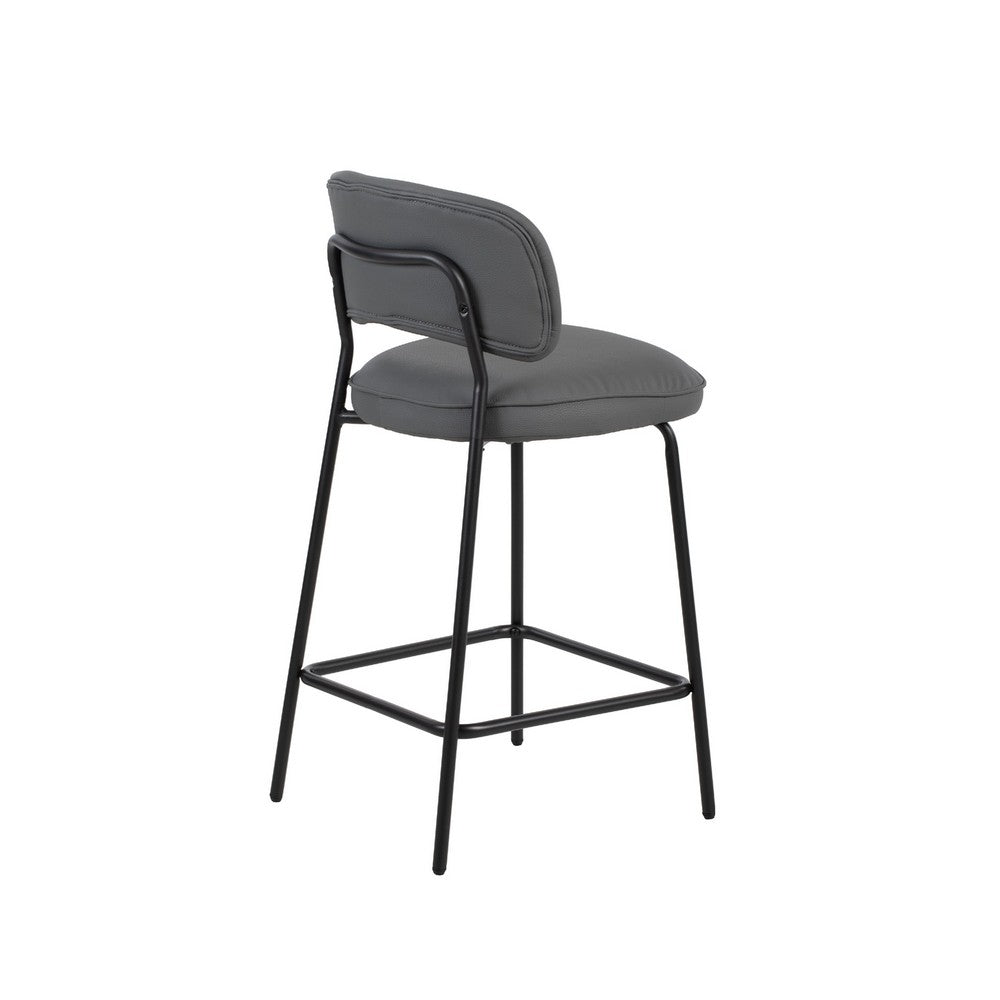 Bly Counter Stool Chair Set of 2 | Gray Faux Leather | Iron Base
