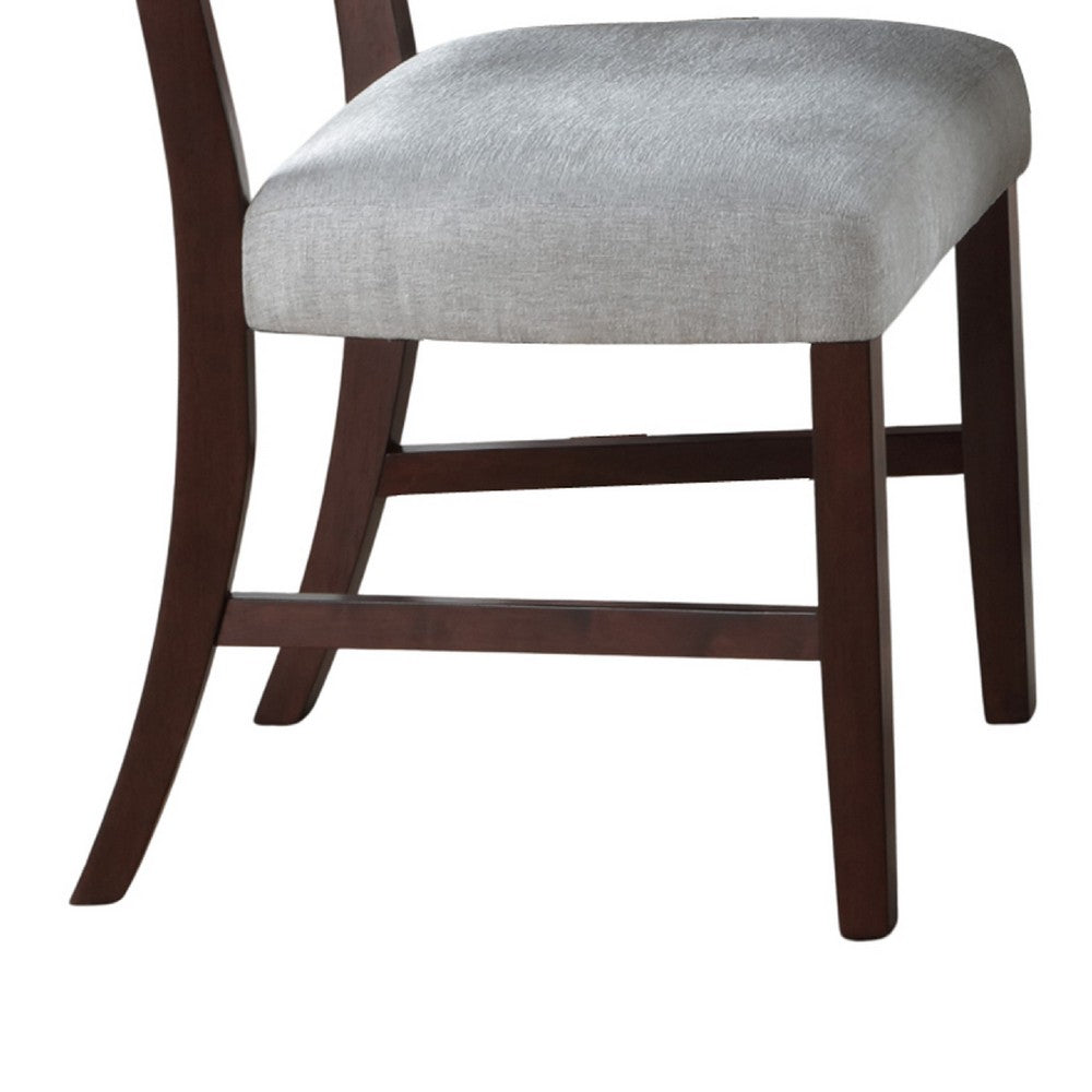 Tery Dining Side Chair Set of 2 | Tufted Gray Backrest | Cherry Brown