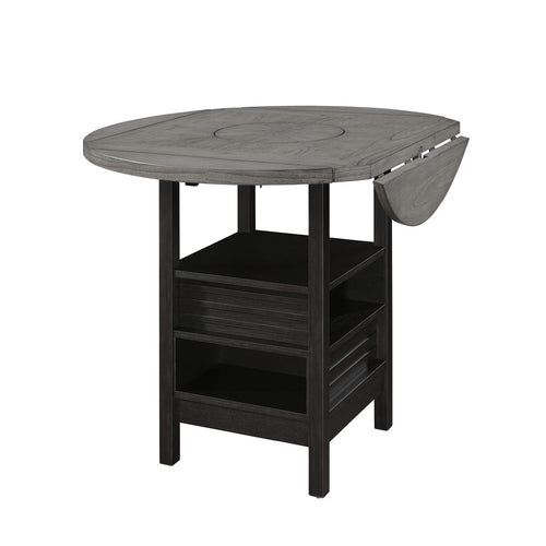 Kilu Counter Height Round Table | 42-60" Extendable | Black | Light Gray