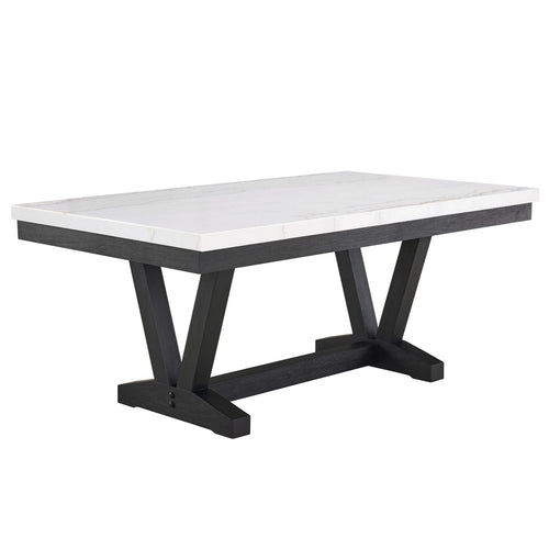 Viem Dining Table | 72" Rectangular White Marble Top | Black Open Base