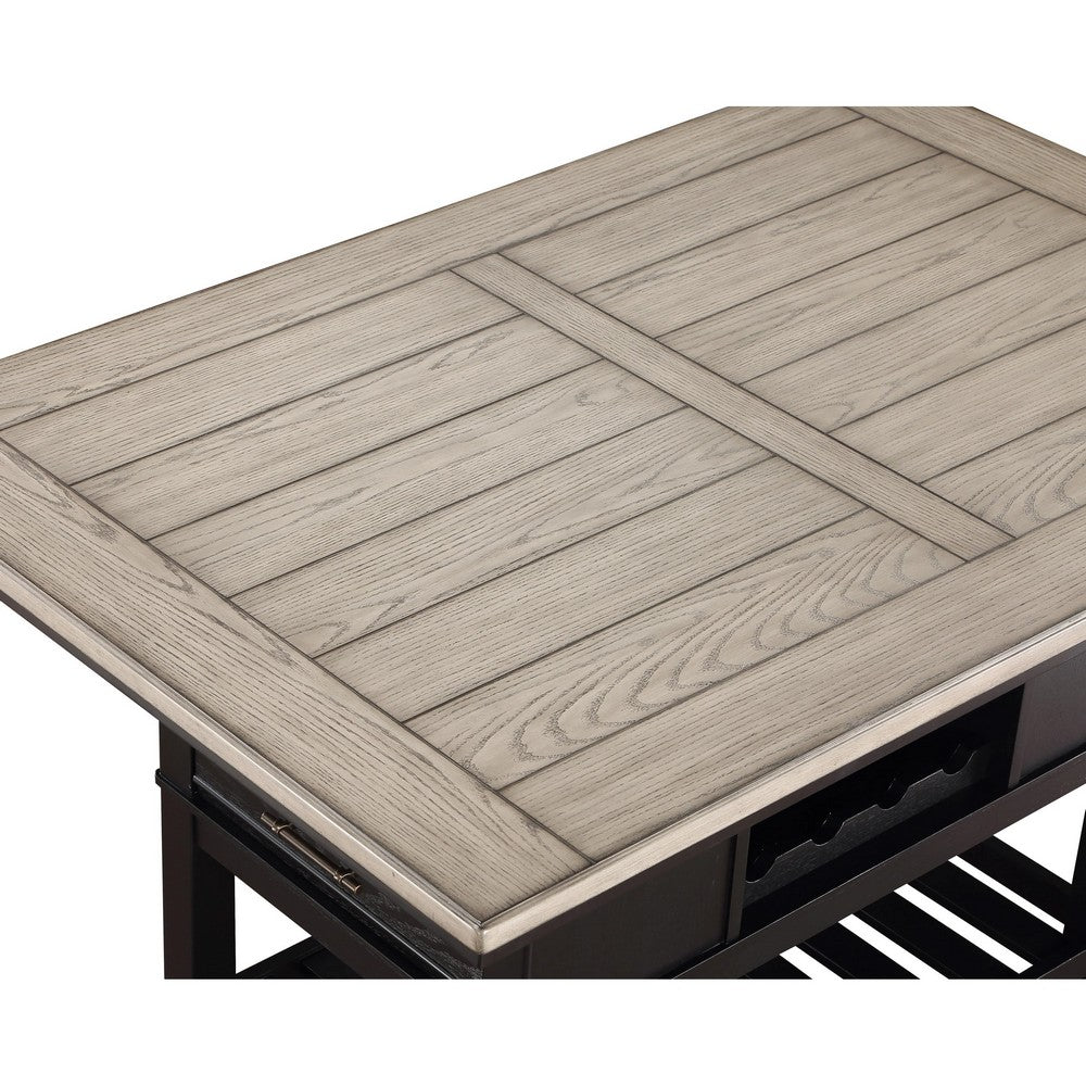 Fin Counter Height Table | 60" Light Gray Top | 1 Drawer | Black Base