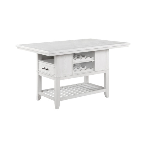 Weny Counter Height Table | 60" White Faux Marble Top | Open Shelf
