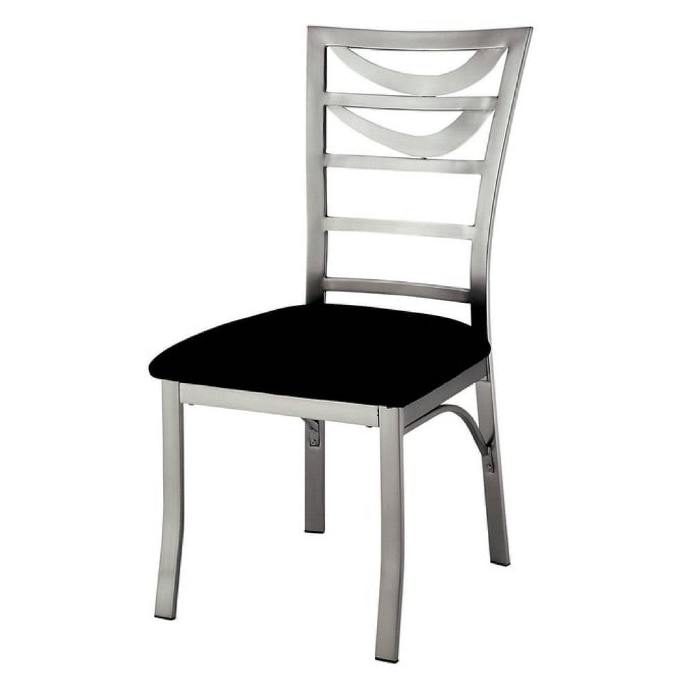 Roxe 5pc Dining Set | Glass Table | 4 Ladderback Chairs | Silver-Black