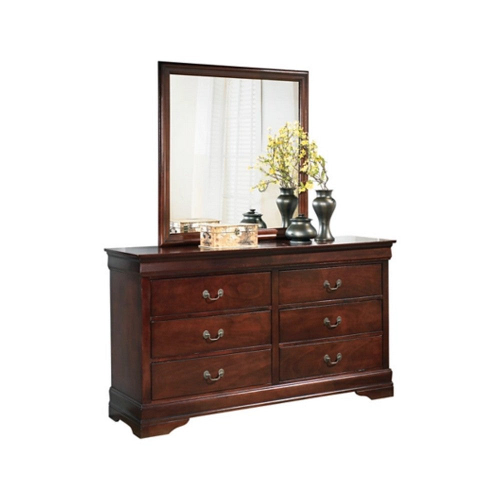 Deyr 2pc Dresser & Mirror Set | 6 Drawers | Louis Philippe Style | Brown