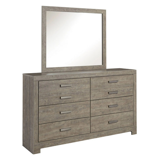 Kulv 2pc Dresser & Mirror Set | 6 Drawers w Handles | Vintage Gray