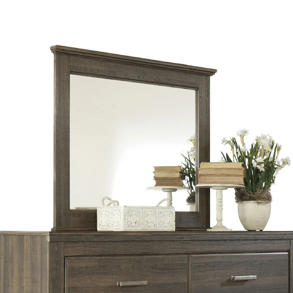 Rye 2pc Dresser & Mirror Set | 6 Drawers w Cabinet | Dark Brown