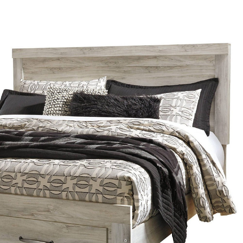 Simon King Platform Bed | 2 Drawer Footboard | Weathered Whitewash Wood