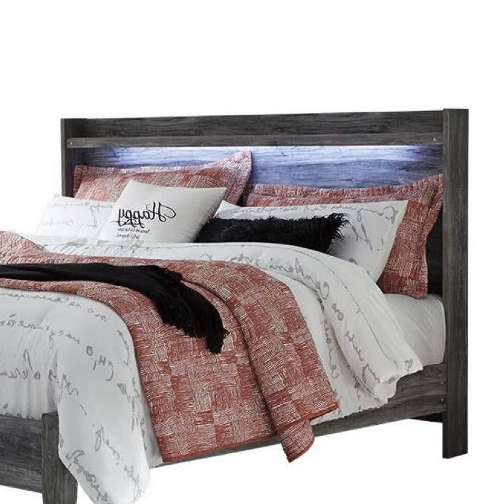 Bays King Size Bed | LED Panel Bookcase Headboard | Driftwood Smoke Gray