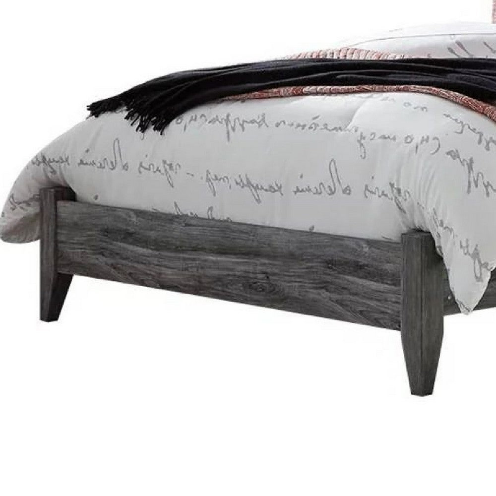 Bays Queen Size Bed | LED Panel Bookcase Headboard | Driftwood Smoke Gray