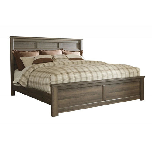 Joi California King Size Panel Bed | Aged Oak Brown Rough Sawn